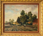 FARM LANDSCAPE WITH COWS OIL O