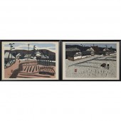 Farm Scene Woodblocks by Kiyos