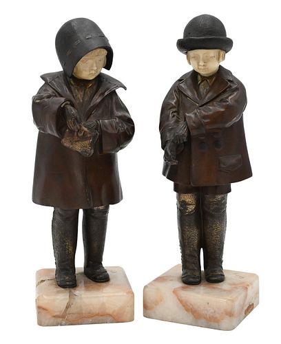 FATH, PAIR OF PATINATED BRONZE