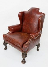 FAUX ALLIGATOR UPHOLSTERED CHI