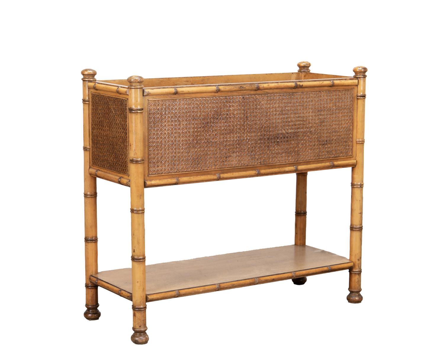 FAUX BAMBOO AND CANE JARDINIERE