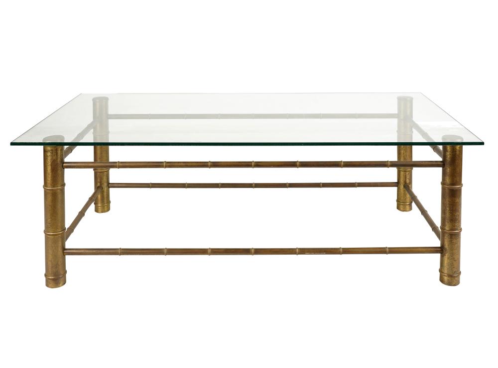 FAUX BAMBOO BRASS & TINTED GLASS