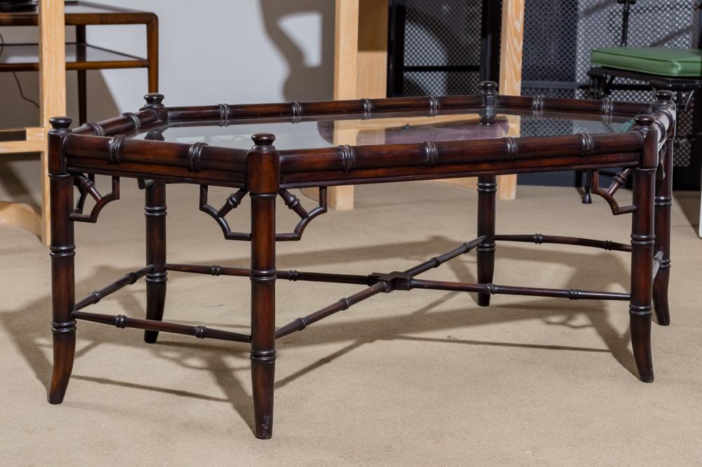 FAUX BAMBOO CARVED MAHOGANY