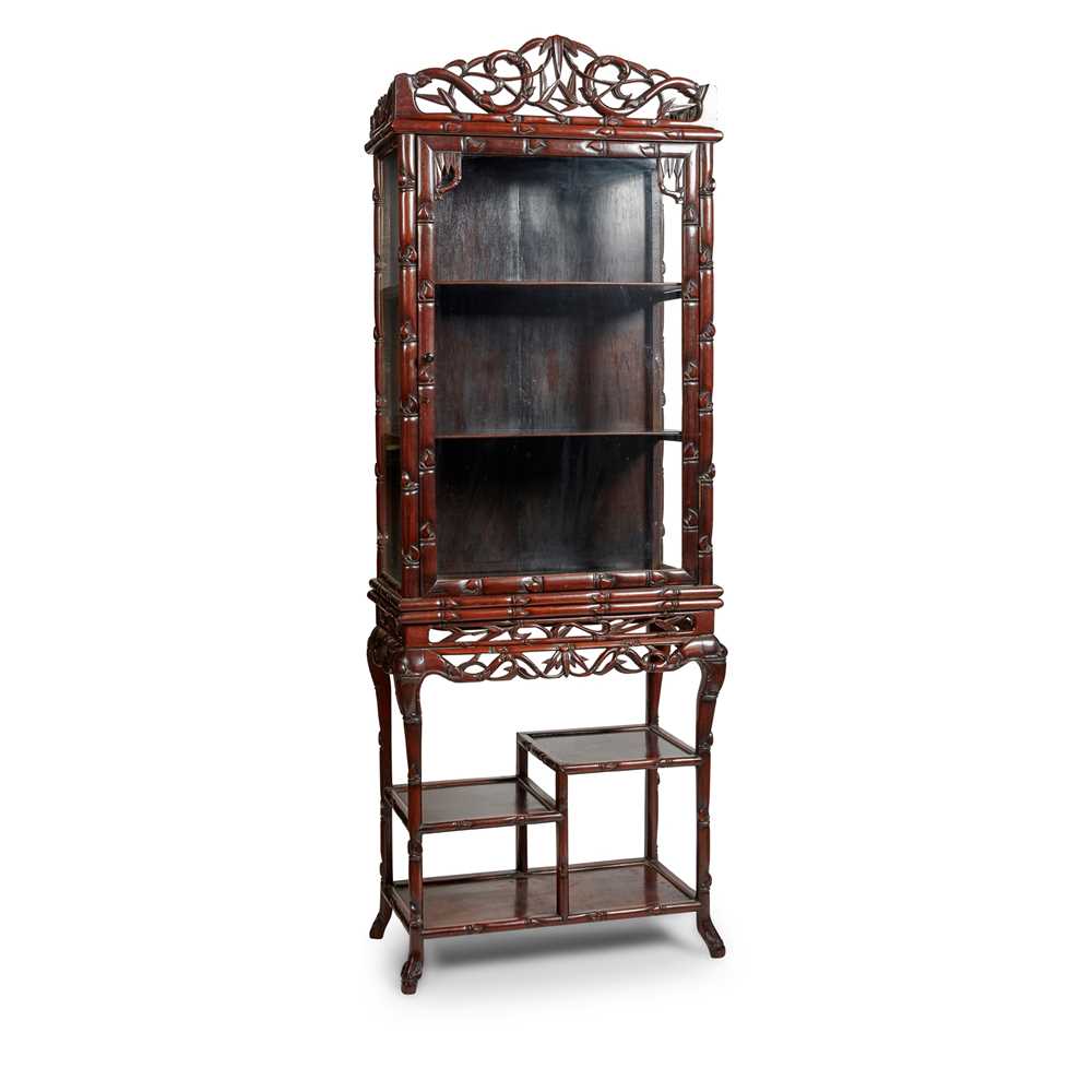 FAUX-BAMBOO DISPLAY CABINET ON