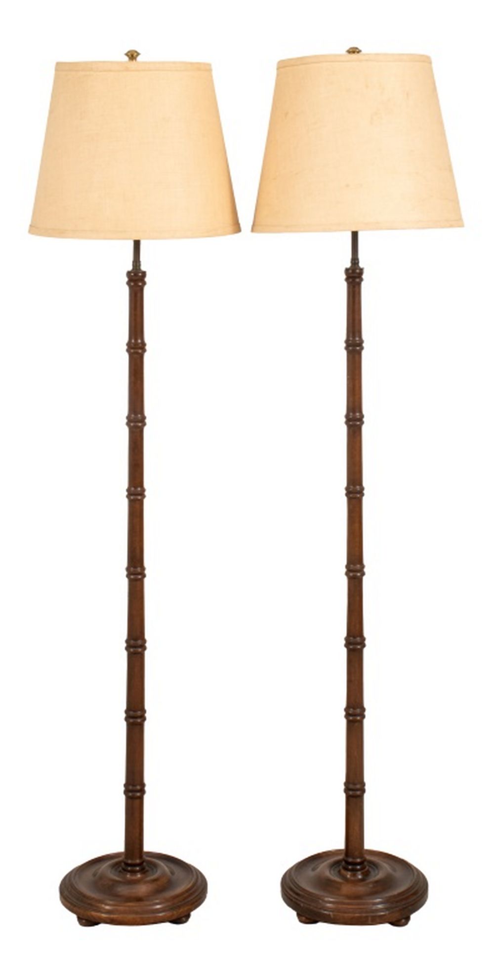 FAUX BAMBOO FLOOR LAMPS, PAIR