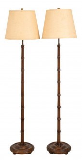 FAUX BAMBOO FLOOR LAMPS, PAIR