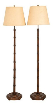 FAUX BAMBOO FLOOR LAMPS, PAIR<