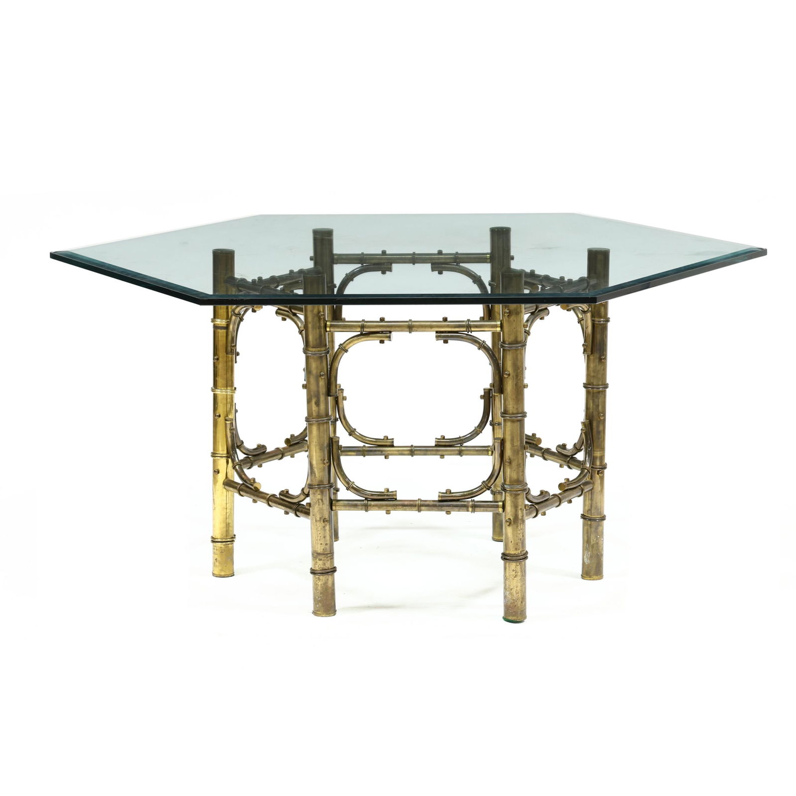 FAUX BAMBOO GILT METAL AND GLASS