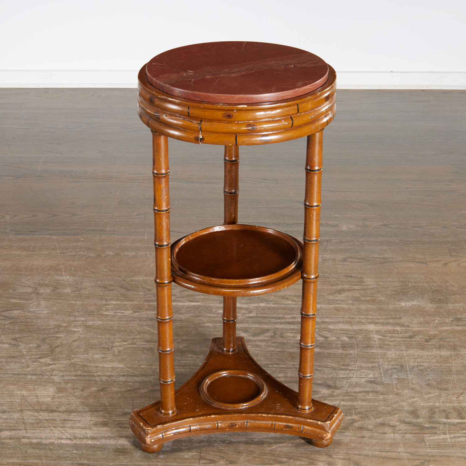 FAUX BAMBOO MARBLE TOP TIERED STAND