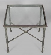 FAUX BAMBOO METAL GARDEN TABLE