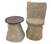 FAUX BOIS STONE CHAIR AND TABL