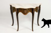 FAUX BOULLE INLAY MARBLE TOP H