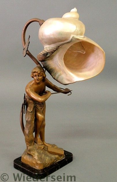 Faux bronze spelter metal lamp