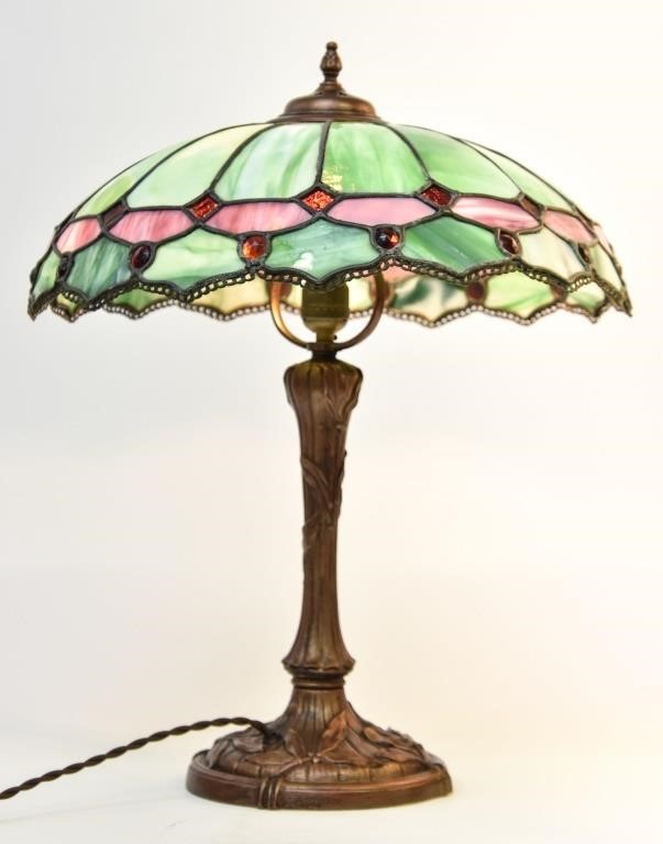 Faux bronze table lamp, circa