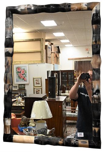 FAUX HORN RECTANGLE WALL MIRROR,