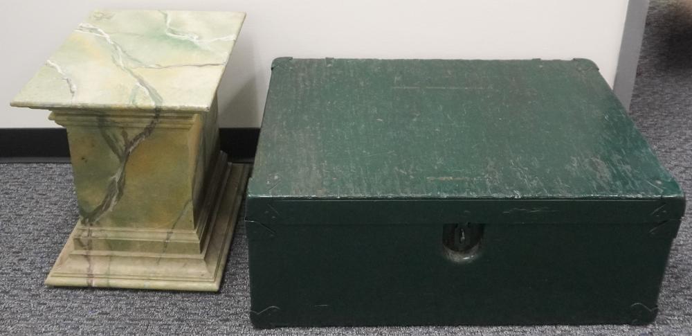 FAUX MARBLE FINISH LOW PEDESTAL AND
