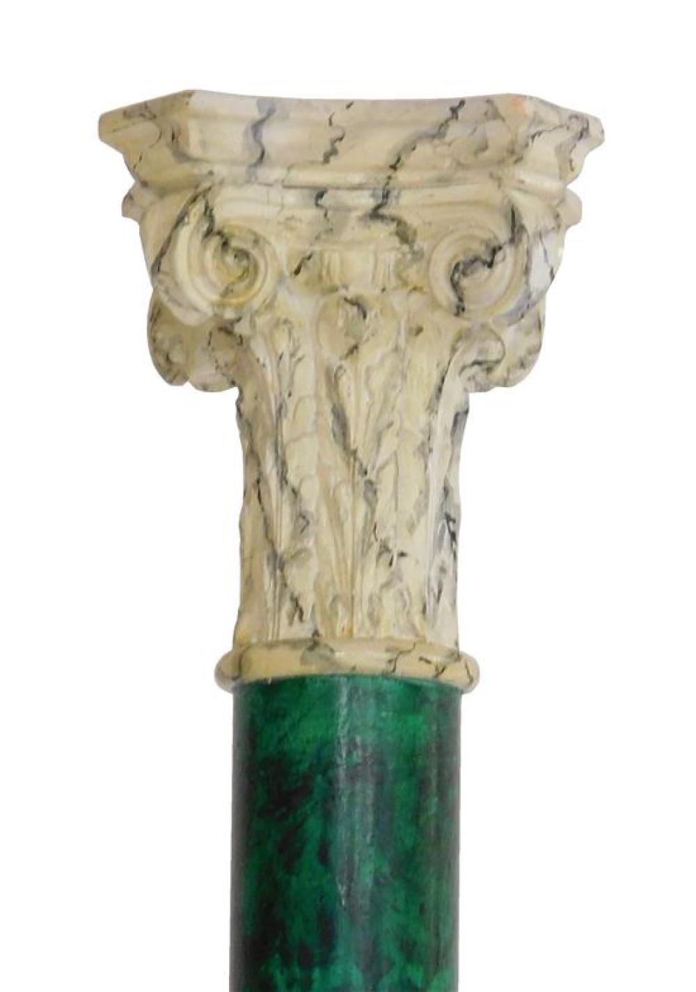 FAUX MARBLE GREEN AND WHITE PAINTED