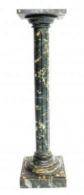 FAUX MARBLE PAINTED WOOD PEDES