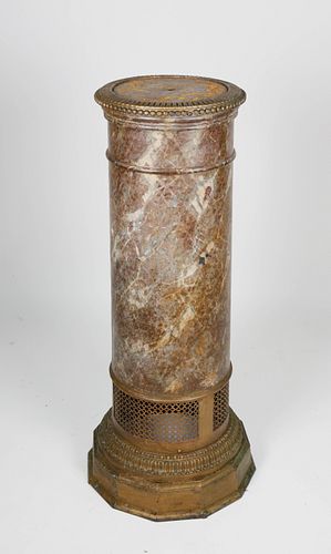 FAUX MARBLEIZED METAL PEDESTAL,