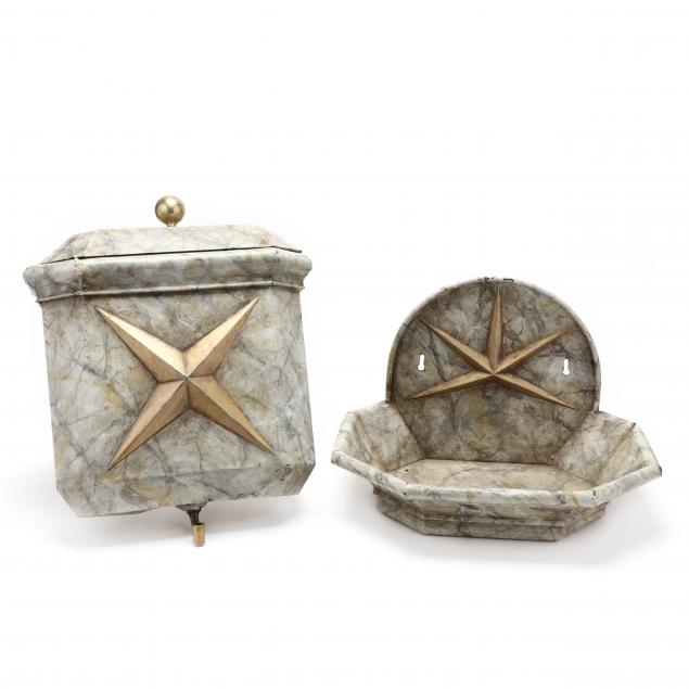 FAUX PAINTED METAL LAVABO AND