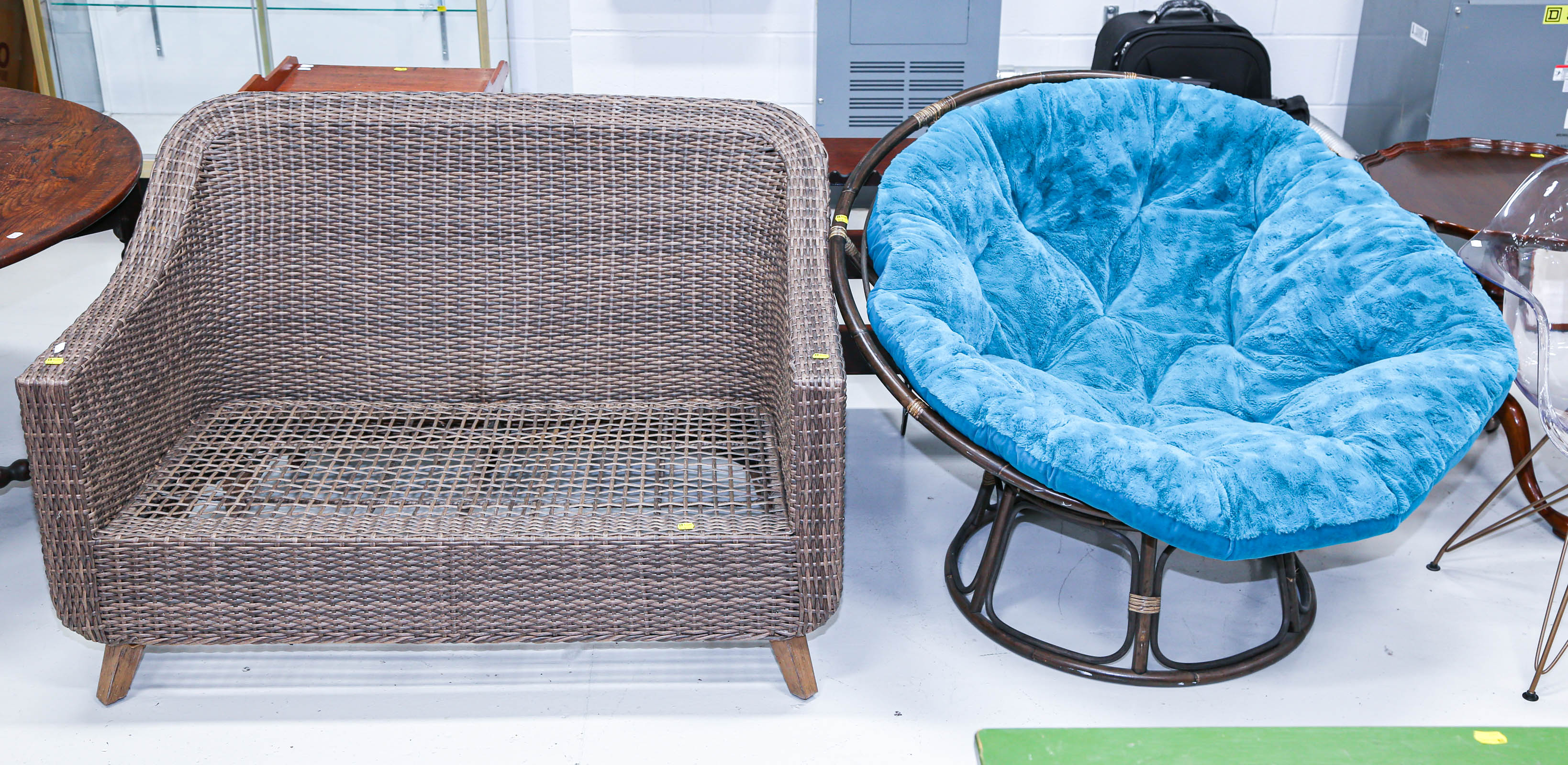 FAUX RATTAN PATIO SETTEE & BAMBOO