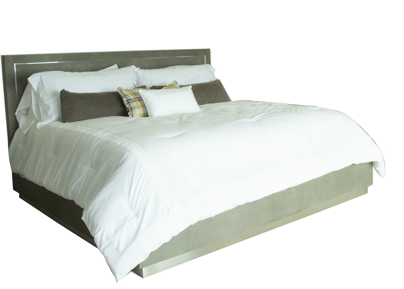 FAUX SHAGREEN PANEL BED WITH