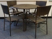 FAUX WICKER ROUND BREAKFAST TA