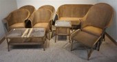 FAUX WICKER SETTEE, FIVE CHAIR