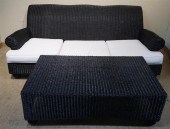 FAUX WICKER THREE-CUSHION SOFA