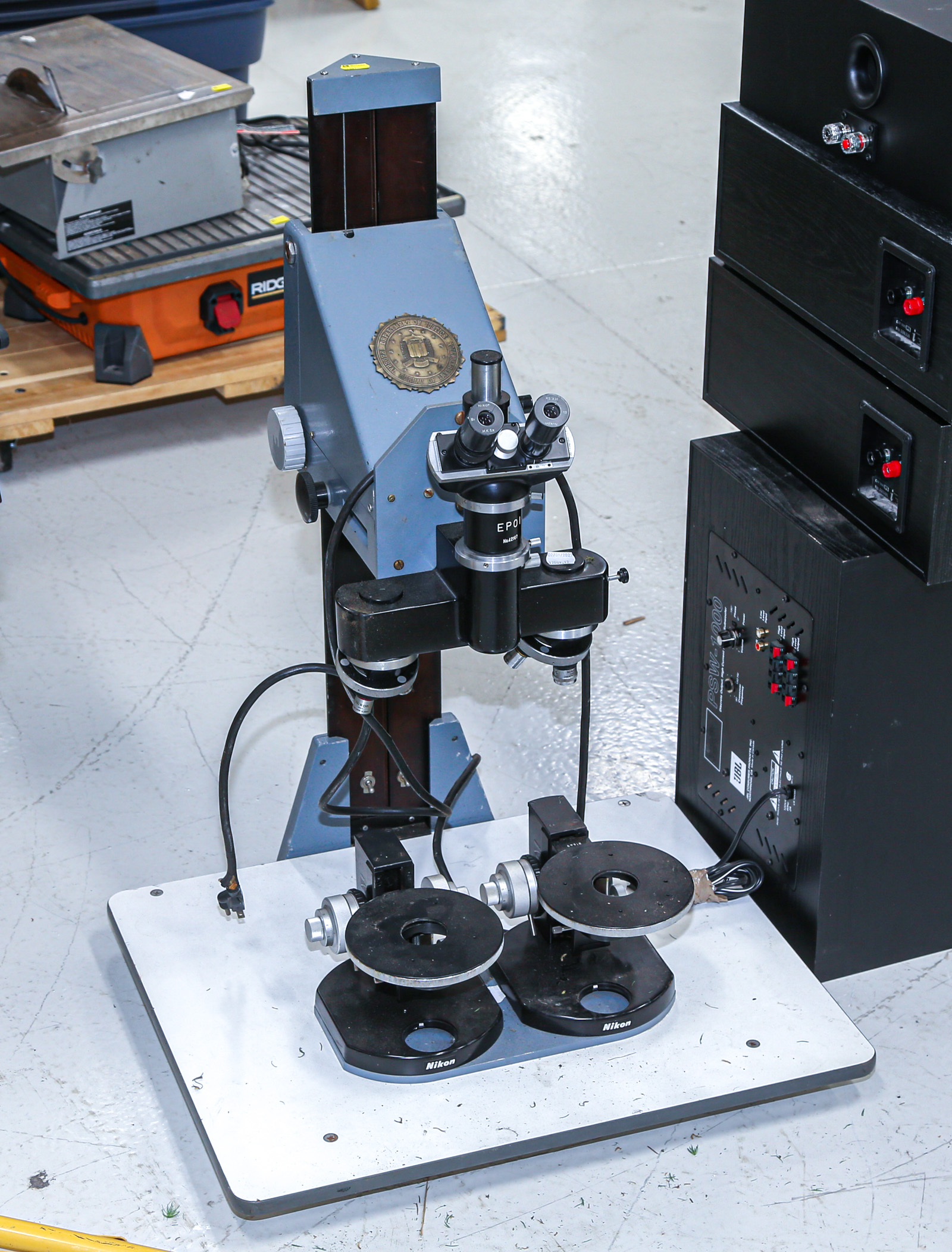 FBI MARKED NICON MICROSCOPE .