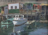 F.C. HERBST OIL ON CANVAS BOAT