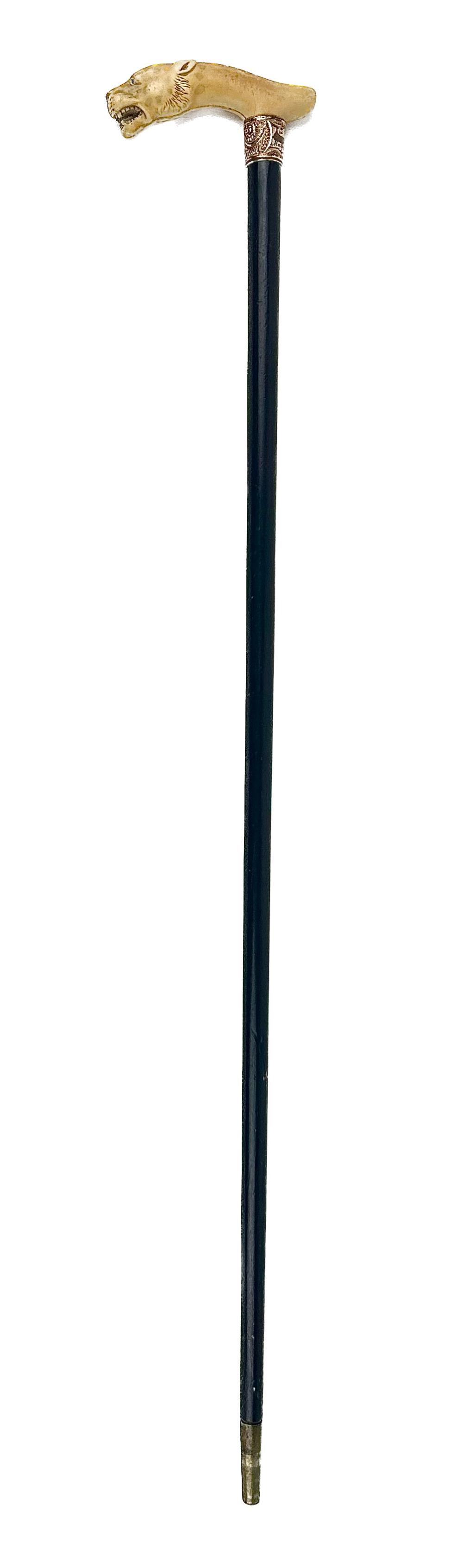 FEARSOME LEOPARD CANE EARLY 19TH
