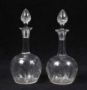 Feather Etched Cut Glass Decan