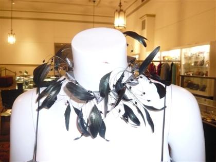 Feathered and beaded choker