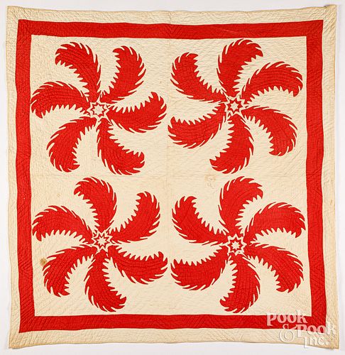 FEATHERED PINWHEEL RED AND WHITE