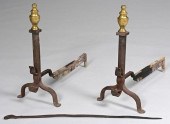 FEDERAL ANDIRONS AND FIREPLACE