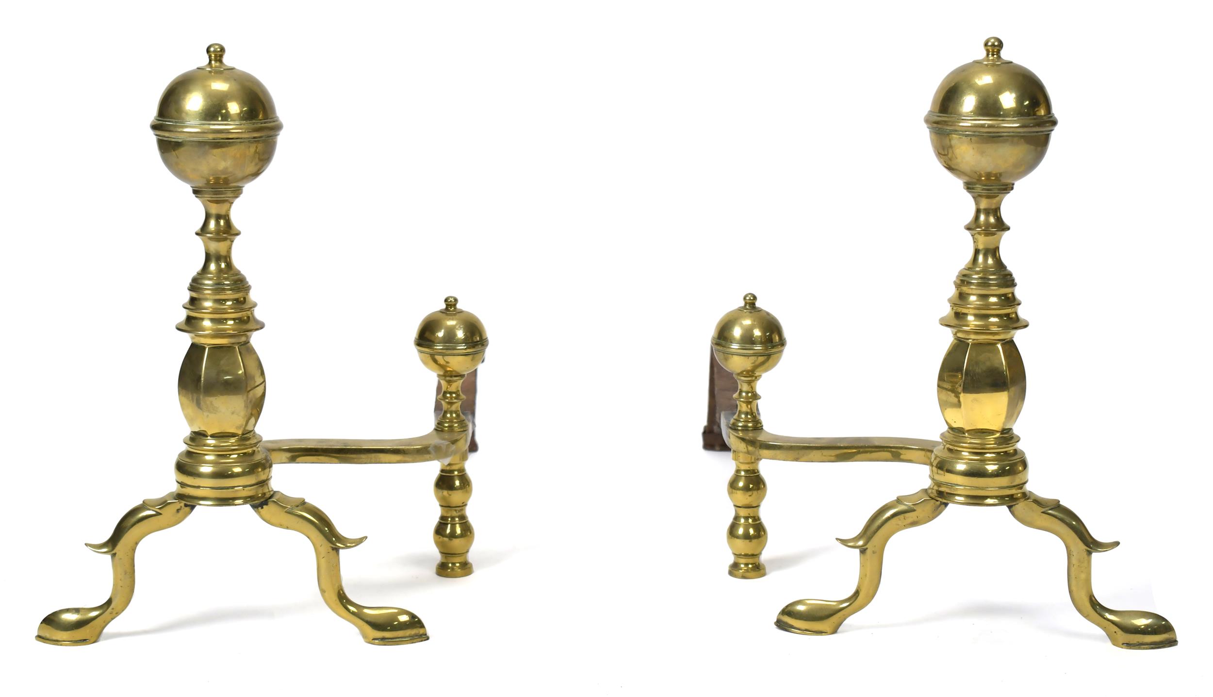 FEDERAL BOSTON ANDIRONS SIGNED JOHN