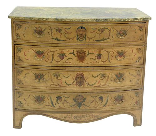 FEDERAL BOW FRONT FOUR DRAWER CHEST