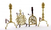 Federal brass andirons and tri