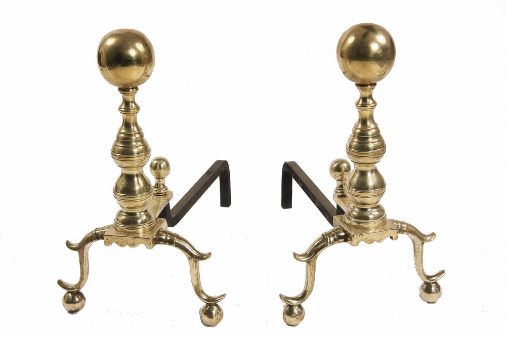 FEDERAL BRASS ANDIRONS - Large Pair