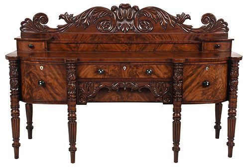 FEDERAL CARVED FIGURED MAHOGANY