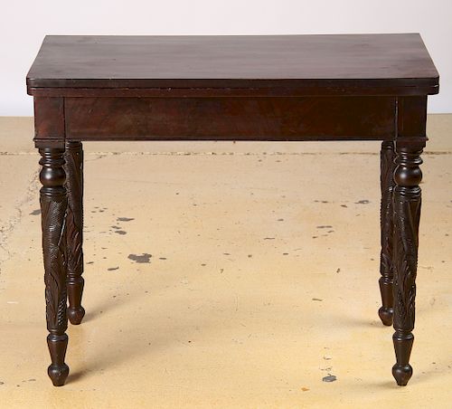 FEDERAL CARVED MAHOGANY FLIP TOP