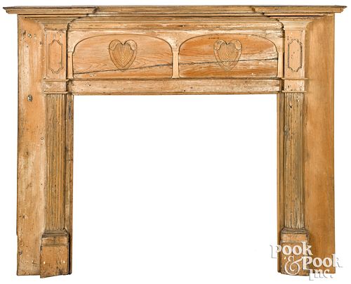 FEDERAL CARVED PINE MANTEL, EARLY