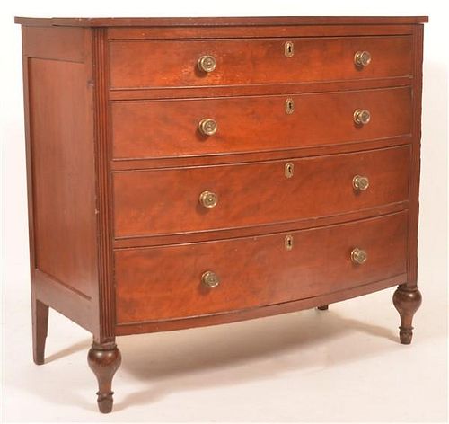 FEDERAL CHERRY BOW-FRONT CHEST OF