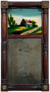 Federal eglomisé mirror, split