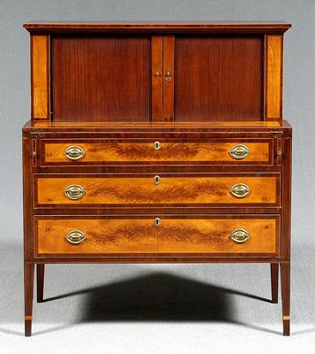 Federal flame birch tambour desk,