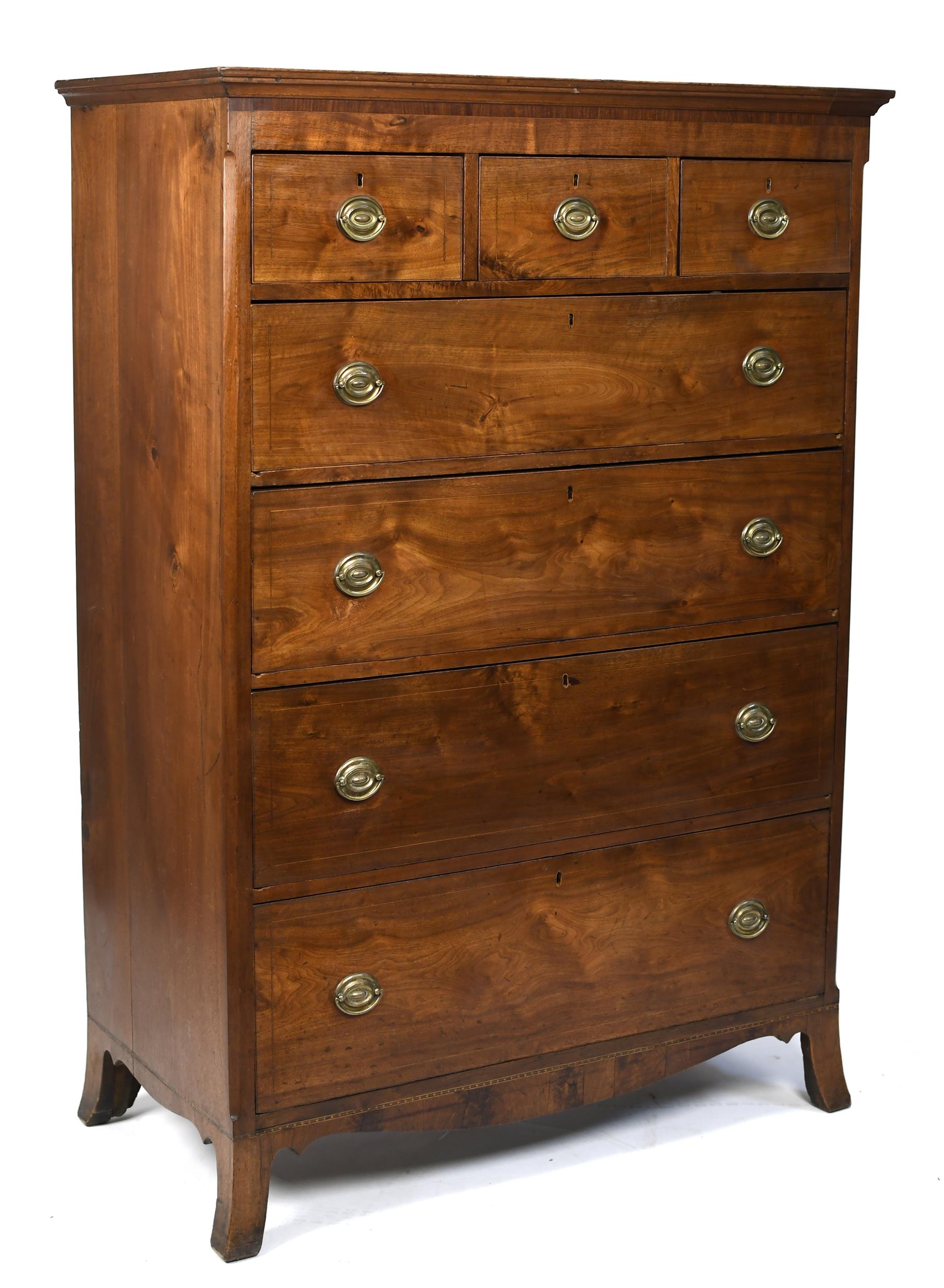 FEDERAL INLAID WALNUT TALL CHEST.