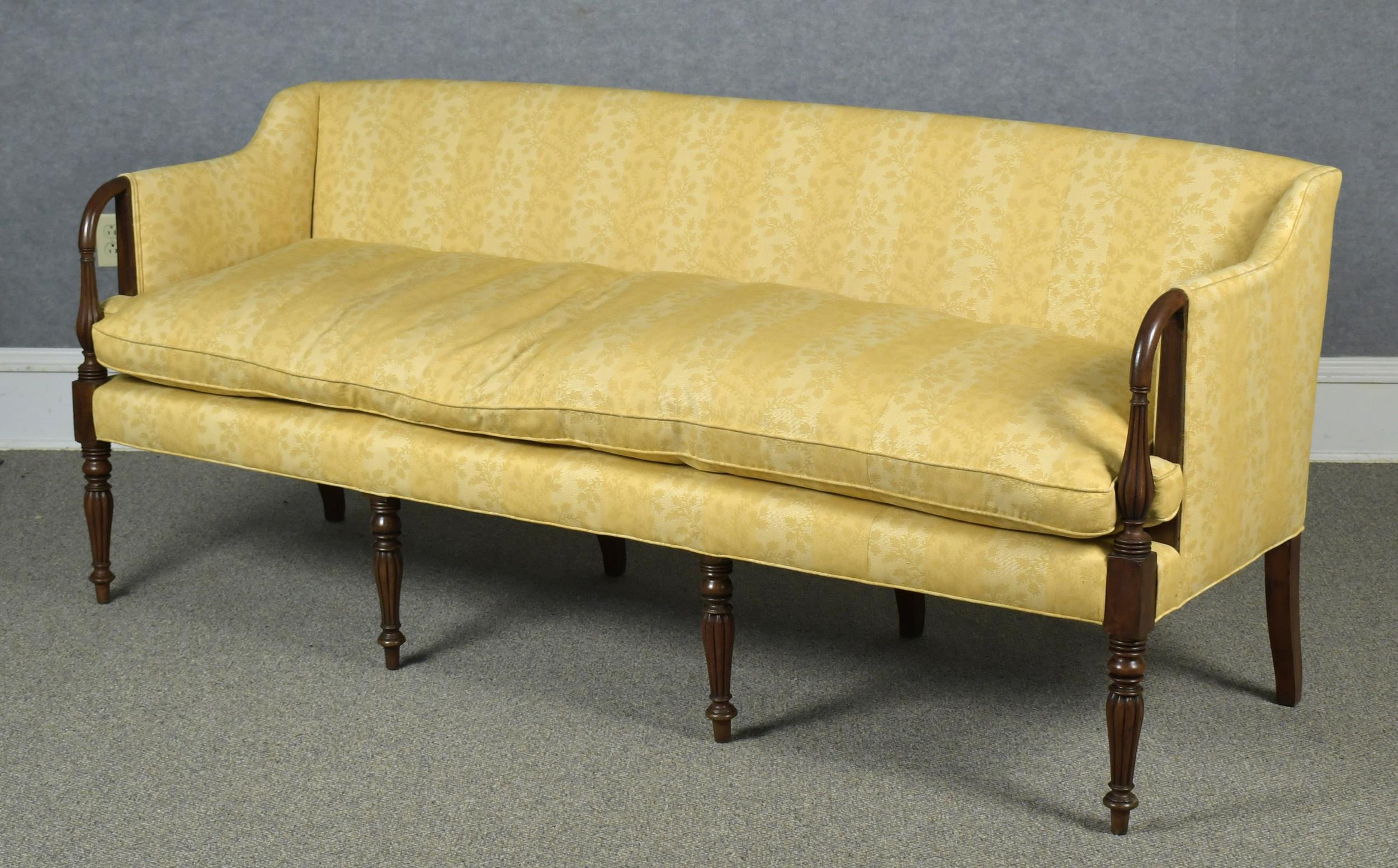 FEDERAL MA INLAID MAHOGANY SOFA.