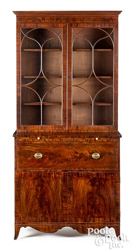 FEDERAL MAHOGANY DESK AND BOOKCASE,