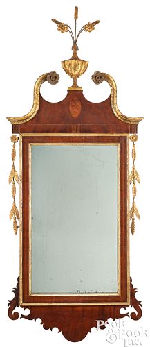 FEDERAL MAHOGANY LOOKING GLASS, CA.